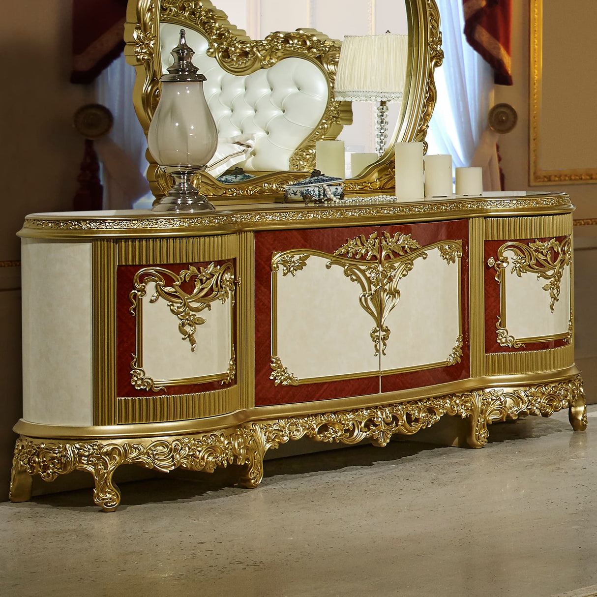 HD-5138 4-Piece Eastern King Bedroom Set in Gold Finish - Homey Design - Home Elegance USA
