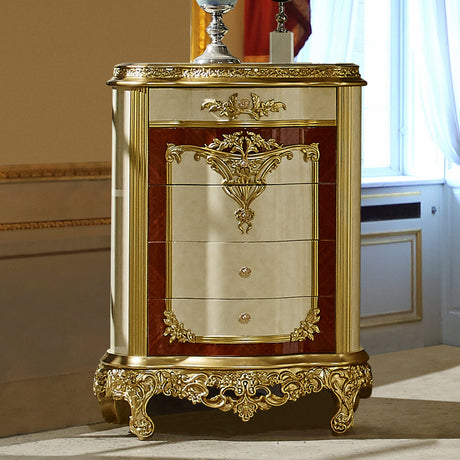 HD-5138 Chest with Soft Close Drawers in Luxury Gold Finish - Homey Design
