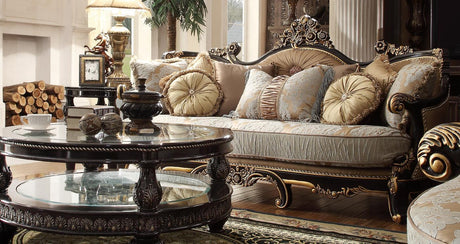 HD-551 Traditional Sofa and Loveseat in Black Enamel & Antique Gold Finish by Homey Design Homey Design Furniture