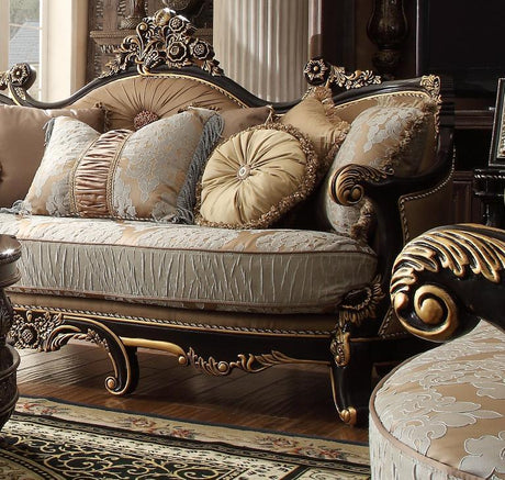 HD-551 Traditional Sofa and Loveseat in Black Enamel & Antique Gold Finish by Homey Design Homey Design Furniture