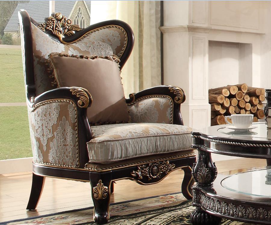HD-551 Traditional Sofa and Loveseat in Black Enamel & Antique Gold Finish by Homey Design Homey Design Furniture