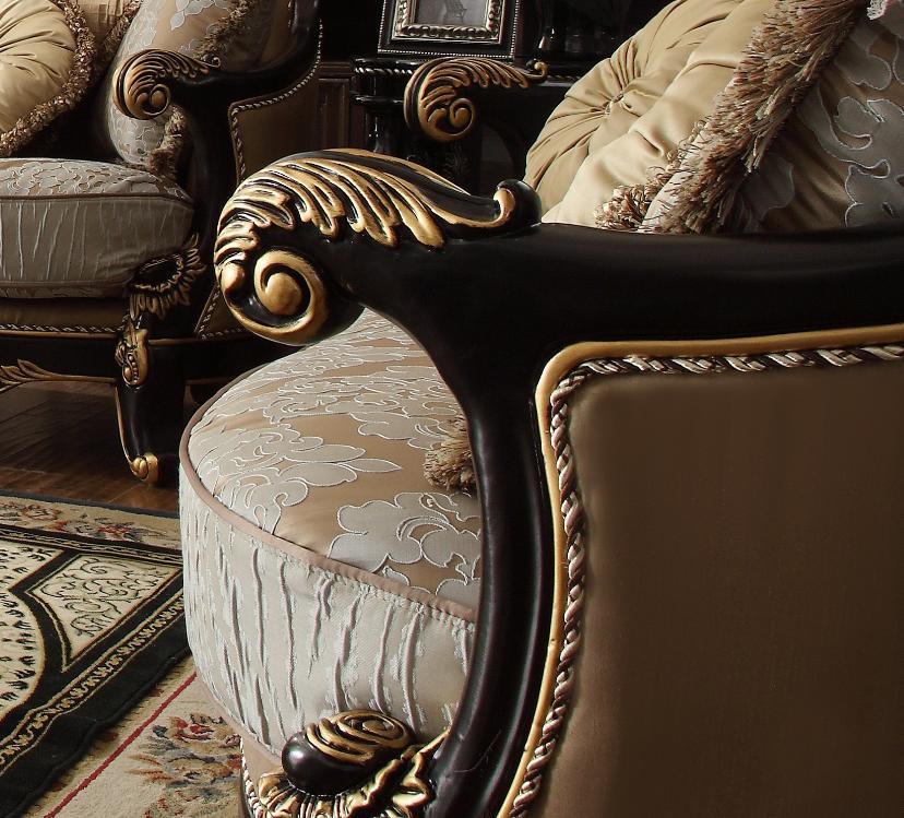HD-551 Traditional Sofa and Loveseat in Black Enamel & Antique Gold Finish by Homey Design Homey Design Furniture