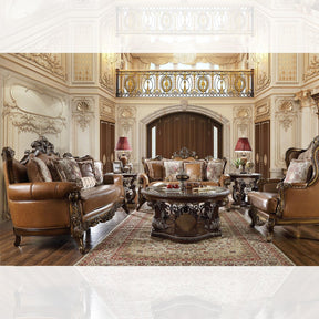Hd-555 Traditional Leather Living Room Set In Mohawk Finish | Homey Design