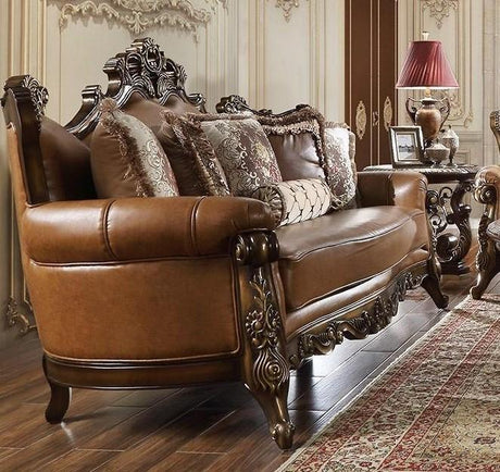 HD-555 Traditional Leather Sofa and Loveseat in Mohawk Finish by Homey Design Homey Design Furniture