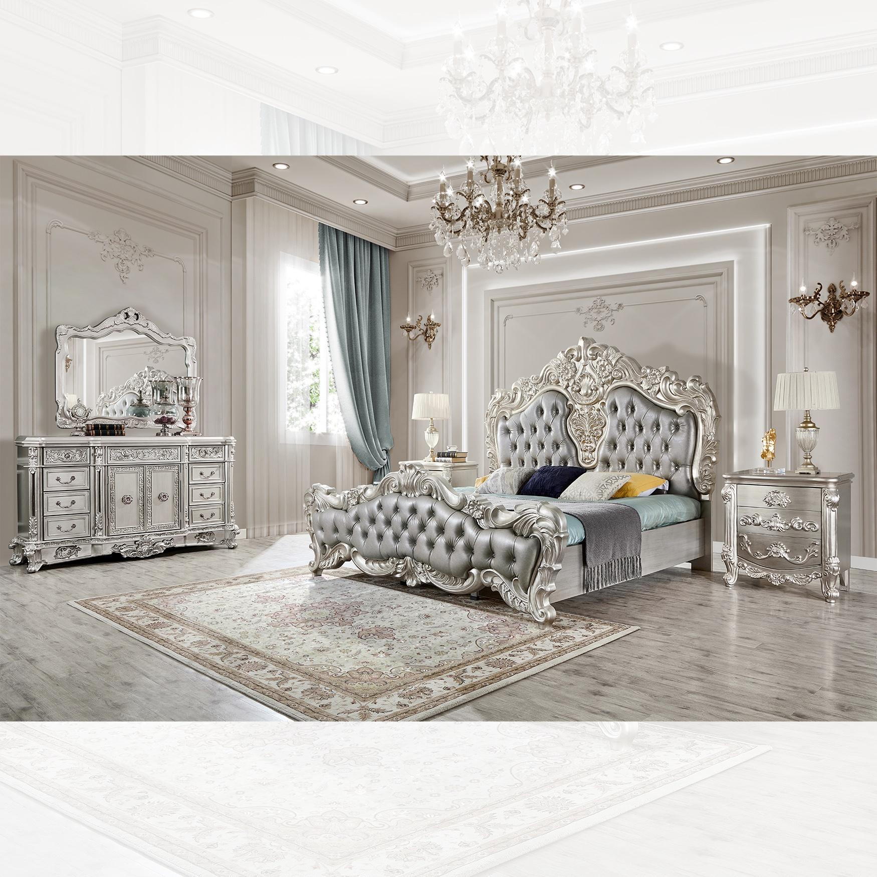 Hd-5800Gr Bedroom Set In Grey Finish | Homey Design - Queen Size /  Bed+Dresser+Mirror+ 1 Nightstand, image size:1750x1750