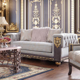 HD-6030 Traditional Sofa and Loveseat in Gray Fabric & Gold Finish by Homey Design Homey Design Furniture