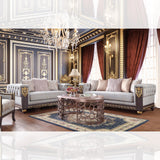 HD-6030 Traditional Sofa and Loveseat in Gray Fabric & Gold Finish by Homey Design Homey Design Furniture