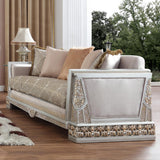 HD-6034 Traditional Sofa and Loveseat in Silver Finish Beige Pearl Fabric by Homey Design Homey Design Furniture
