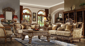 Metallic Antique Gold Floral Pattern Sofa Set Traditional HD-610 | Homey Design