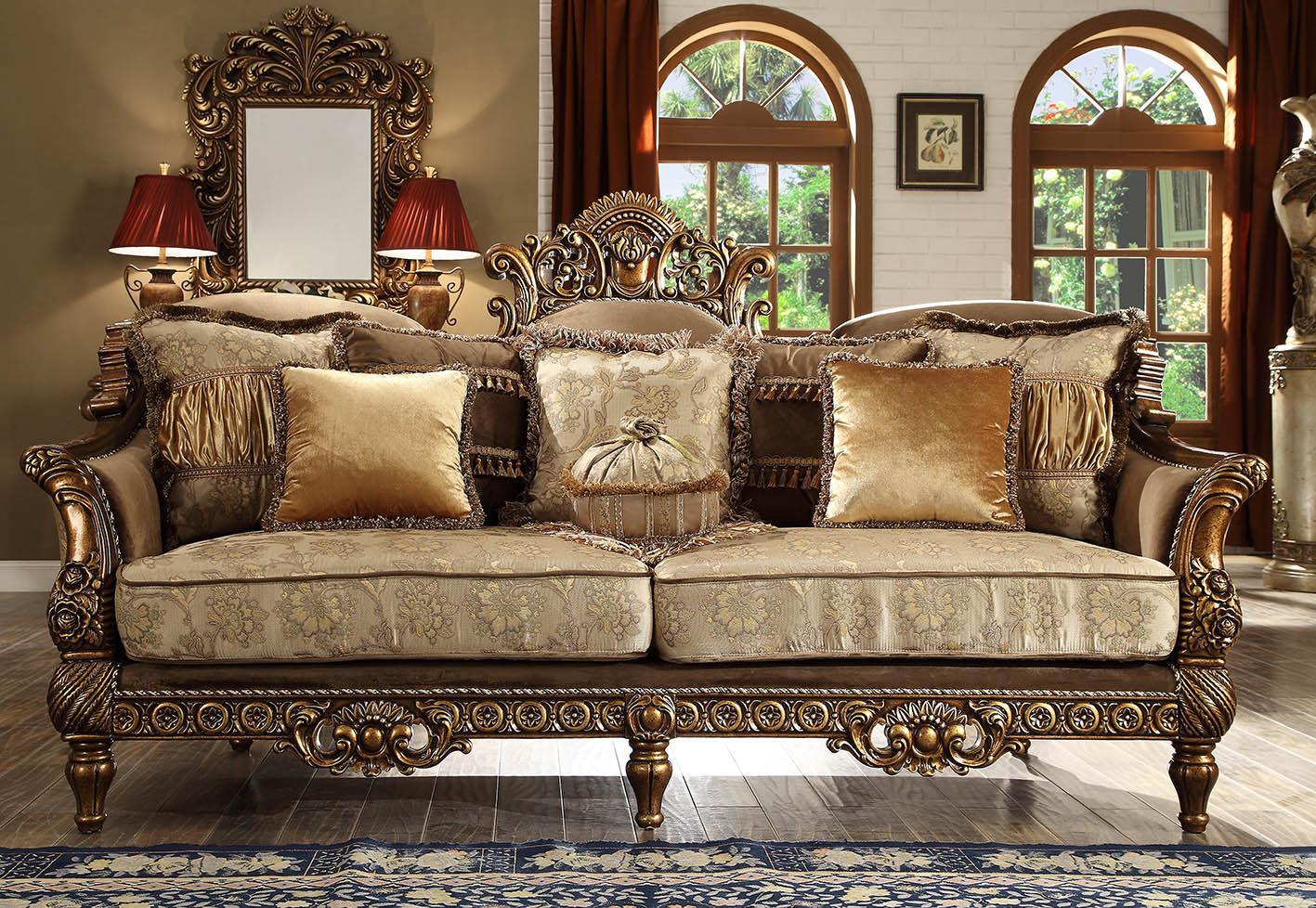 HD-610 Traditional Living Room Set by Homey Design – Antique Gold