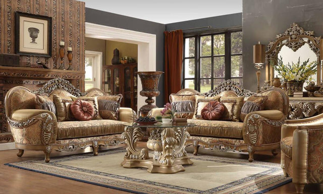 HD-622 Traditional Living Room Set in Antique Brown Chenille with Carved Wood by Homey Design - view 1 -  Home Elegance USA