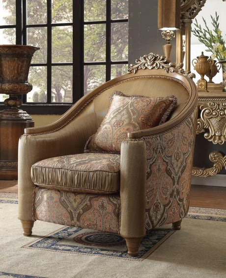 HD-622 Traditional Living Room Set in Antique Brown Chenille with Carved Wood by Homey Design - view 4 -  Home Elegance USA