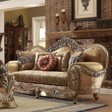 HD-622 Traditional Living Room Set in Antique Brown Chenille with Carved Wood by Homey Design - view 3 -  Home Elegance USA