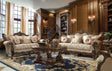 HD-6935 Living Room Set | Luxury Silk Beige Upholstery Solid Wood Frame | Homey Design