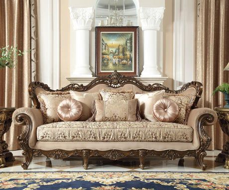 HD-6935 Traditional Sofa and Loveseat in Perfect Brown & Silk Beige Fabric by Homey Design Homey Design Furniture