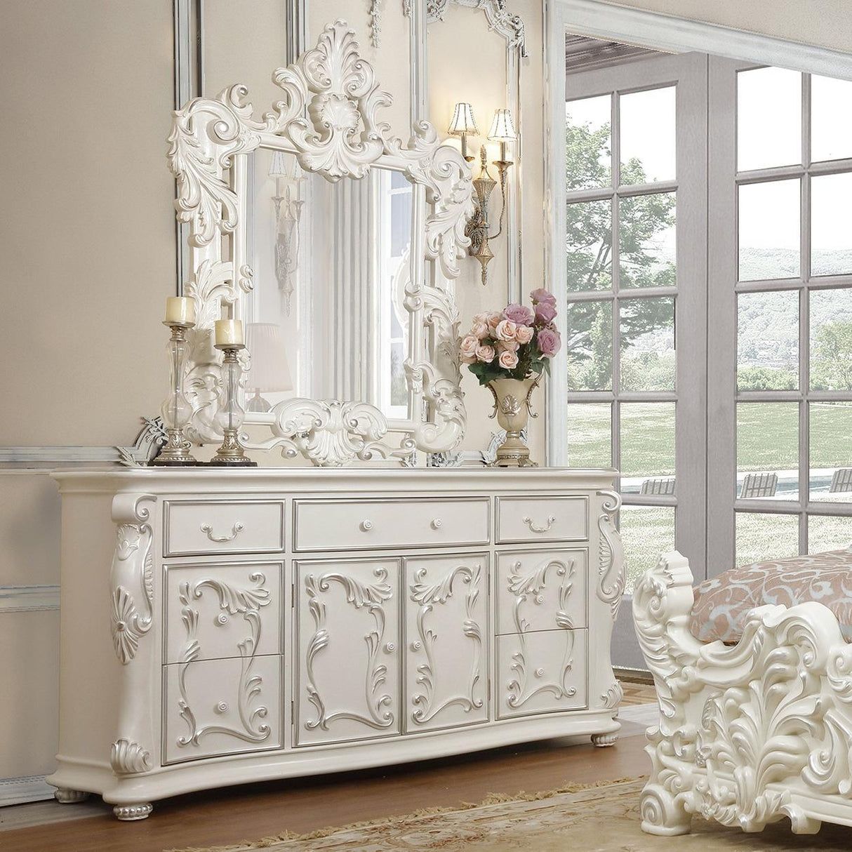 HD-8008i Bedroom Set in Ivory Finish by Homey Design
