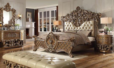 HD-8018 Bedroom Set in Gold and Brown Finish by Homey Design