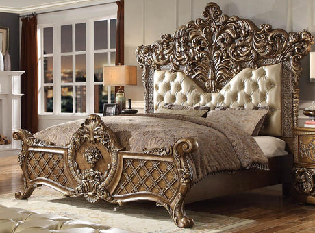 HD-8018 Bedroom Set in Gold and Brown Finish by Homey Design