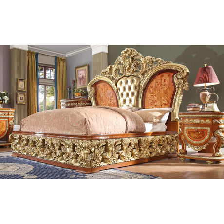 HD-8024 Bedroom Set in Bright Gold Finish by Homey Design