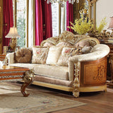 HD-821 Traditional Sofa and Loveseat in Luxury Brown & Beige color by Homey Design