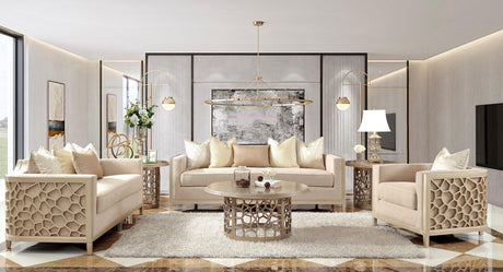 HD-8911 Traditional Sofa and Loveseat in Luxury Champagne Finish by Homey Design Homey Design Furniture