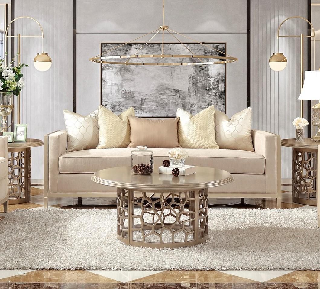HD-8911 Traditional Sofa and Loveseat in Luxury Champagne Finish by Homey Design Homey Design Furniture