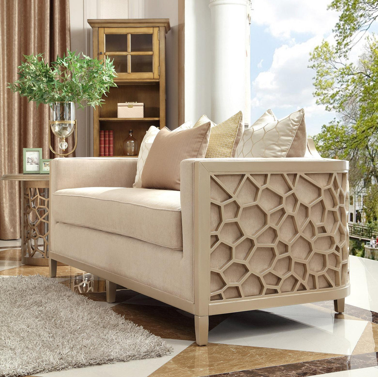 HD-8911 Traditional Sofa and Loveseat in Luxury Champagne Finish by Homey Design Homey Design Furniture
