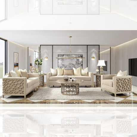 HD-8911 Traditional Sofa and Loveseat in Luxury Champagne Finish by Homey Design Homey Design Furniture