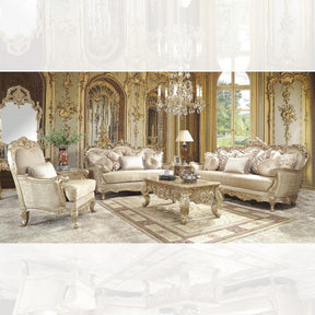 Hd-8925 Traditional Living Room Set In Champagne & Antique Gold Finish | Homey Design