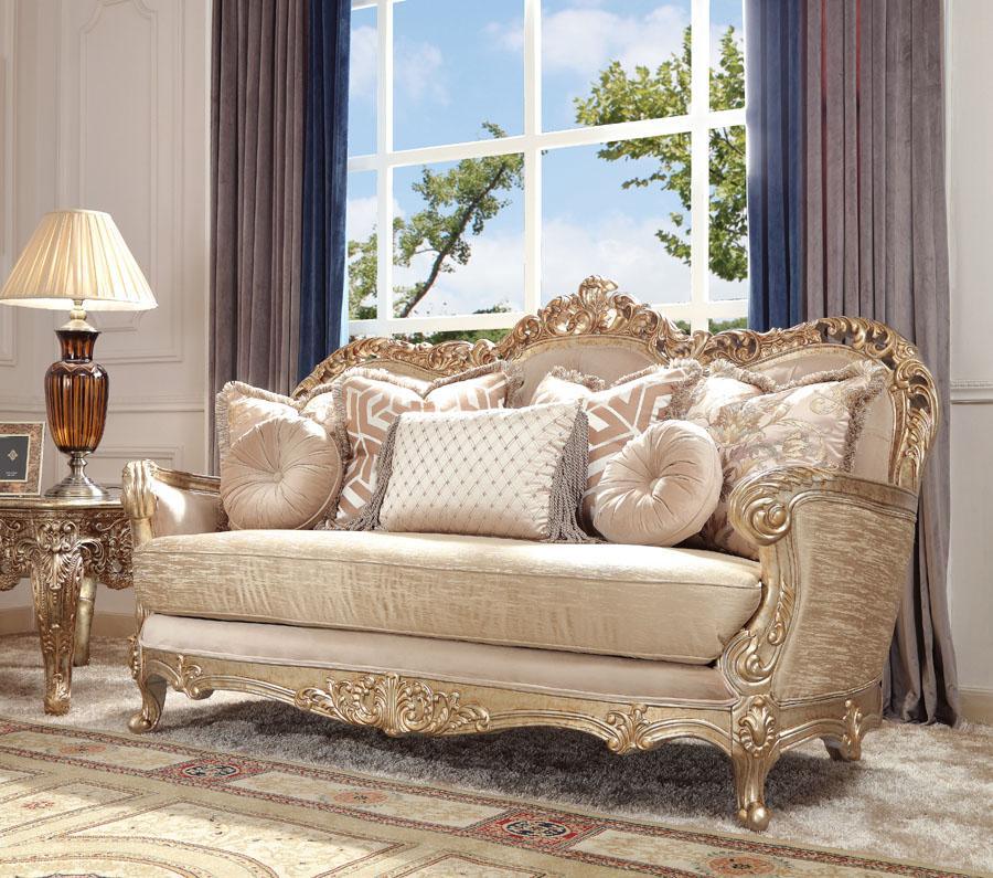 HD-8925 Traditional Sofa and Loveseat in Champagne & Antique Gold Finish by Homey Design Homey Design Furniture