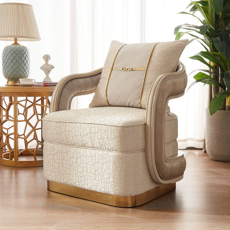 HD-9004 Sofa Set – Luxury Upholstered Sofa with Gold Accents | Home Elegance