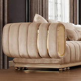 HD-9004 Sofa Set – Luxury Upholstered Sofa with Gold Accents | Home Elegance