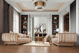 HD-9004 Sofa Set – Luxury Upholstered Sofa with Gold Accents | Home Elegance