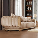 HD-9004 Sofa Set – Luxury Upholstered Sofa with Gold Accents | Home Elegance