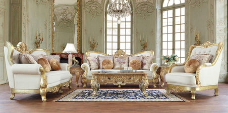 HD-93630 Traditional Victorian Living Room Set in White Tufted Leather by Homey Design - Home Elegance USA Homey Design Furniture
