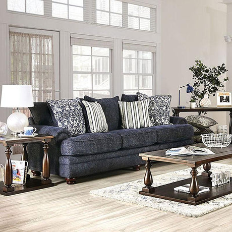 Hadleigh Transitional Navy Chenille Living Room Set by Furniture of America Furniture of America