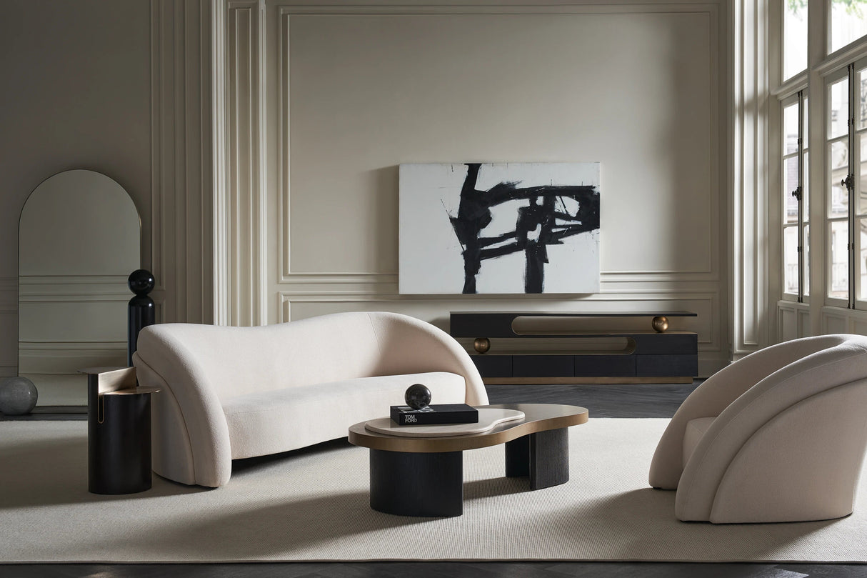 Harmony Media Console Modern Walnut & Lucent Bronze | Caracole Modern