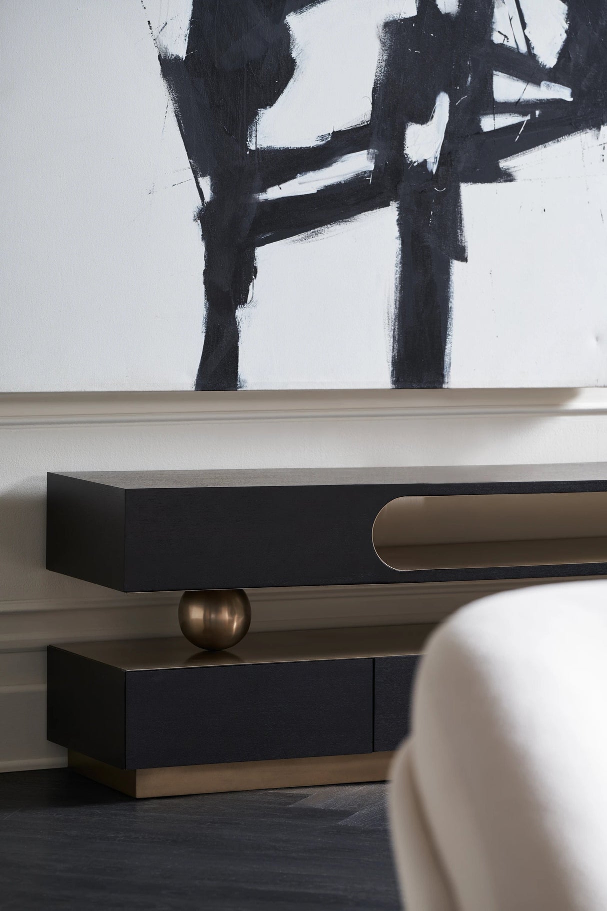 Harmony Media Console Modern Walnut & Lucent Bronze | Caracole Modern