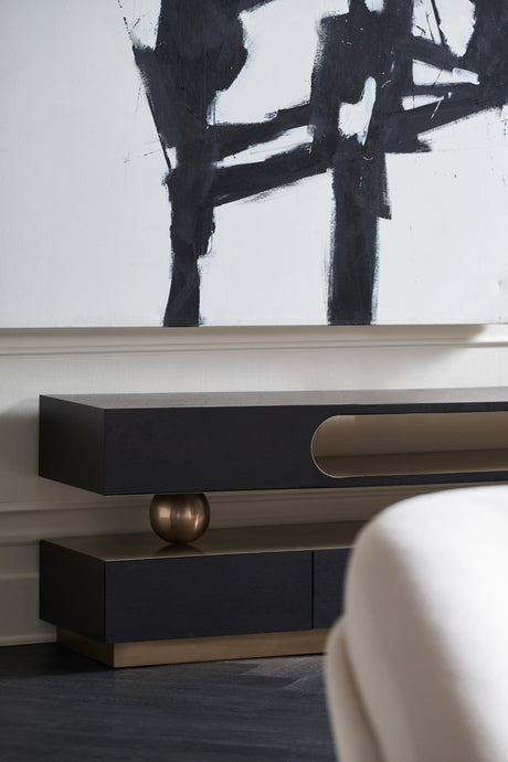 Harmony Media Console Modern Walnut & Lucent Bronze | Caracole Modern
