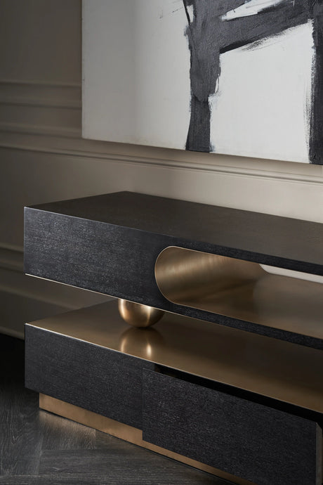 Harmony Media Console Modern Walnut & Lucent Bronze | Caracole Modern