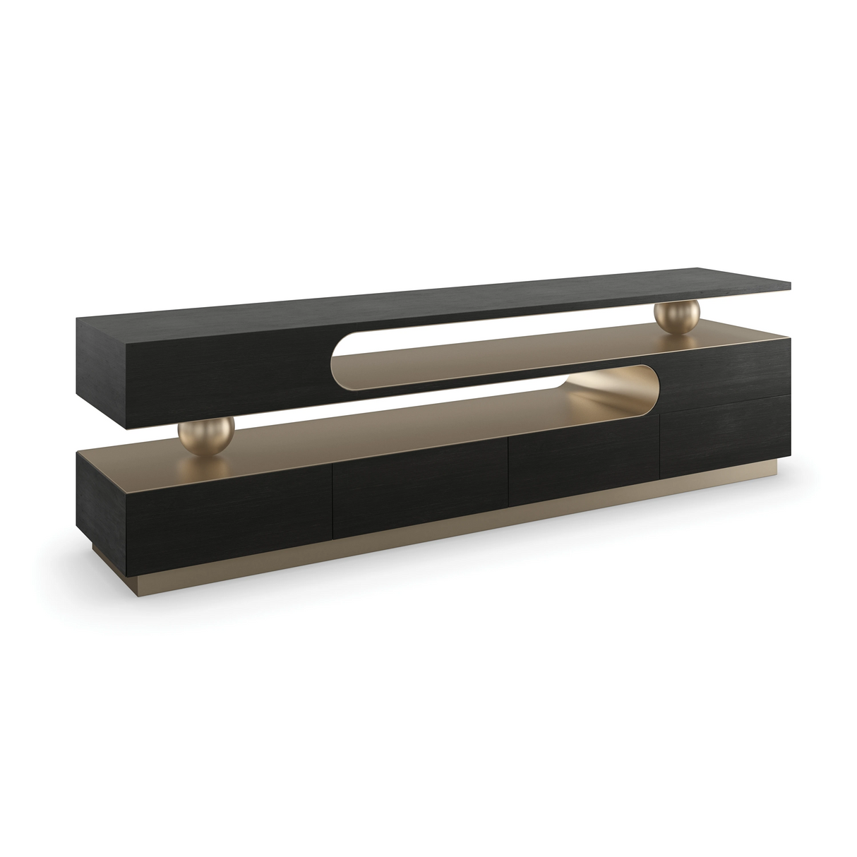Harmony Media Console Modern Walnut & Lucent Bronze | Caracole Modern