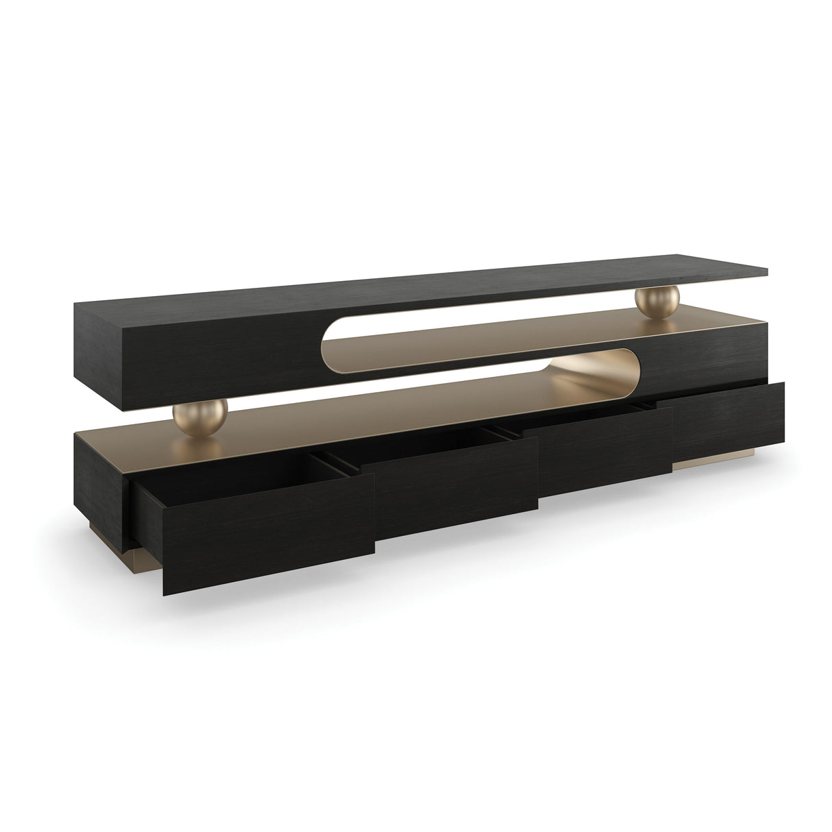 Harmony Media Console Modern Walnut & Lucent Bronze | Caracole Modern
