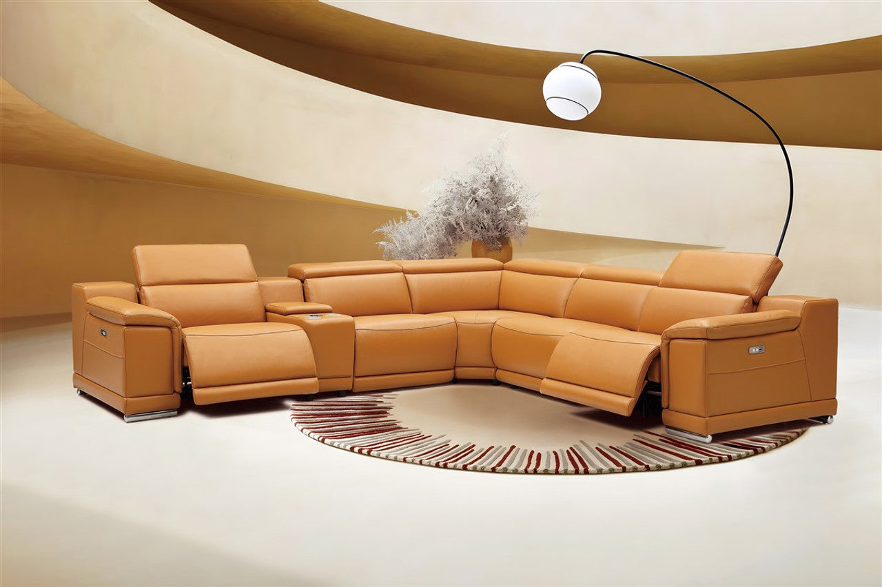 Hartley 6-Piece Sectional Leather w/3 Power Recliners | BH Design - Home Elegance USA