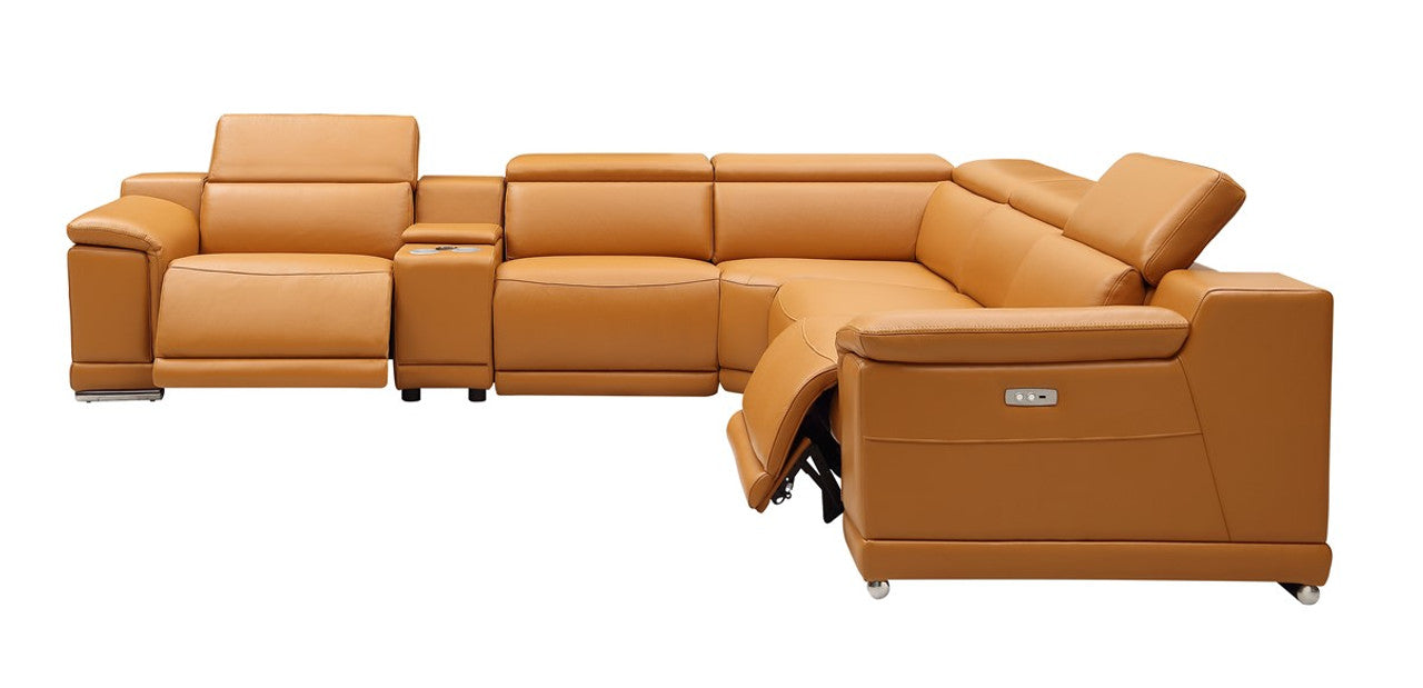 Hartley 6-Piece Sectional Leather w/3 Power Recliners | BH Design - Home Elegance USA