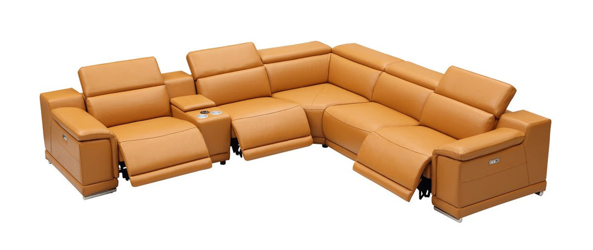 Hartley 6-Piece Sectional Leather w/3 Power Recliners | BH Design - Home Elegance USA