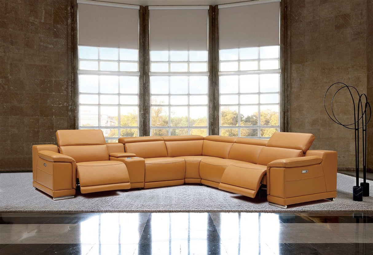 Hartley 6-Piece Sectional Leather w/3 Power Recliners | BH Design - Home Elegance USA