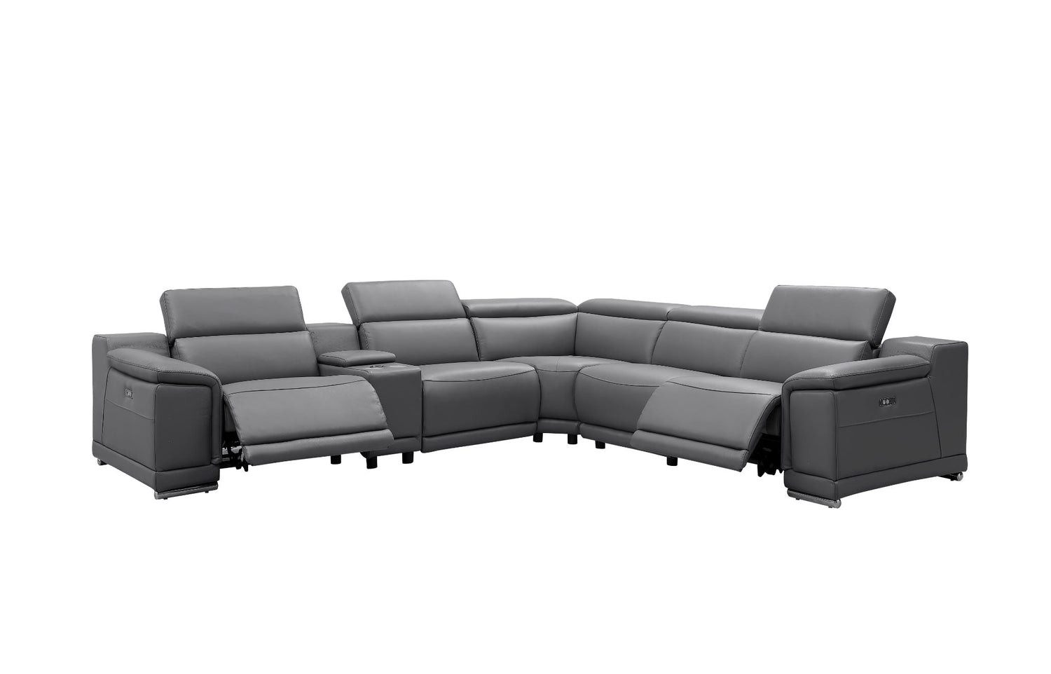 Hartley 6-Piece Sectional Leather w/3 Power Recliners | BH Design - Home Elegance USA