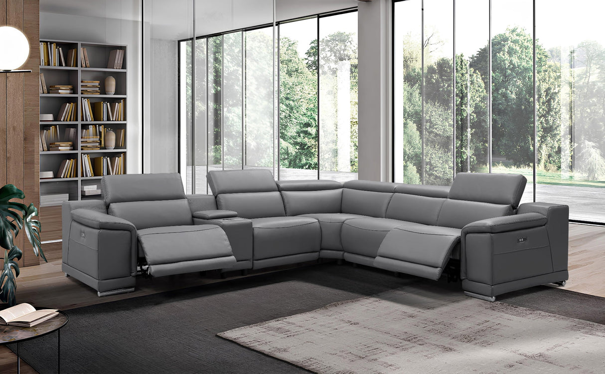 Hartley 6-Piece Sectional Leather w/3 Power Recliners | BH Design - Home Elegance USA