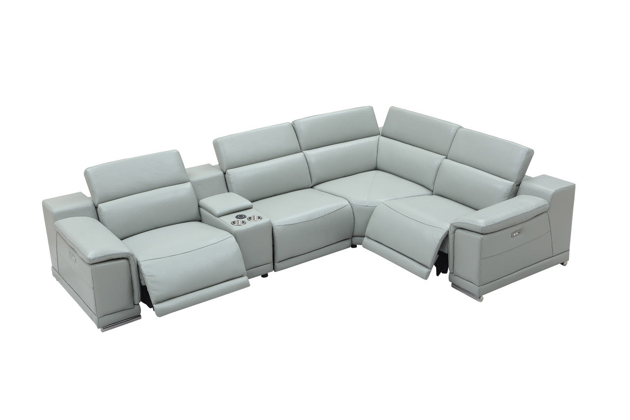 Hartley 6-Piece Sectional Leather w/3 Power Recliners | BH Design - Home Elegance USA
