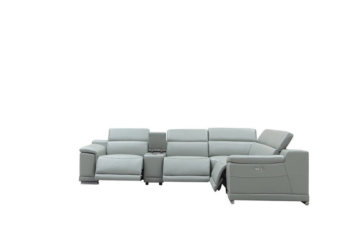 Hartley 6-Piece Sectional Leather w/3 Power Recliners | BH Design - Home Elegance USA